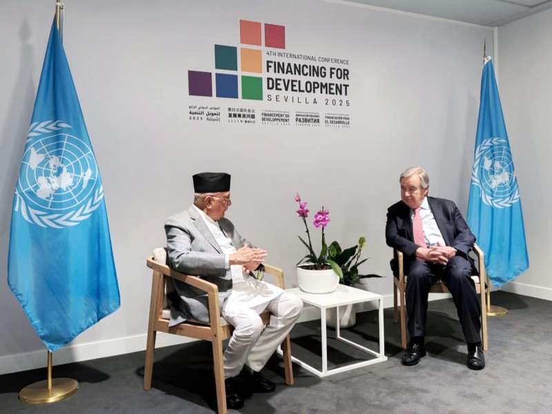 प्रधानमन्त्री र संयुक्त राष्ट्रसङ्घका महासचिवबीच भेटवार्ता