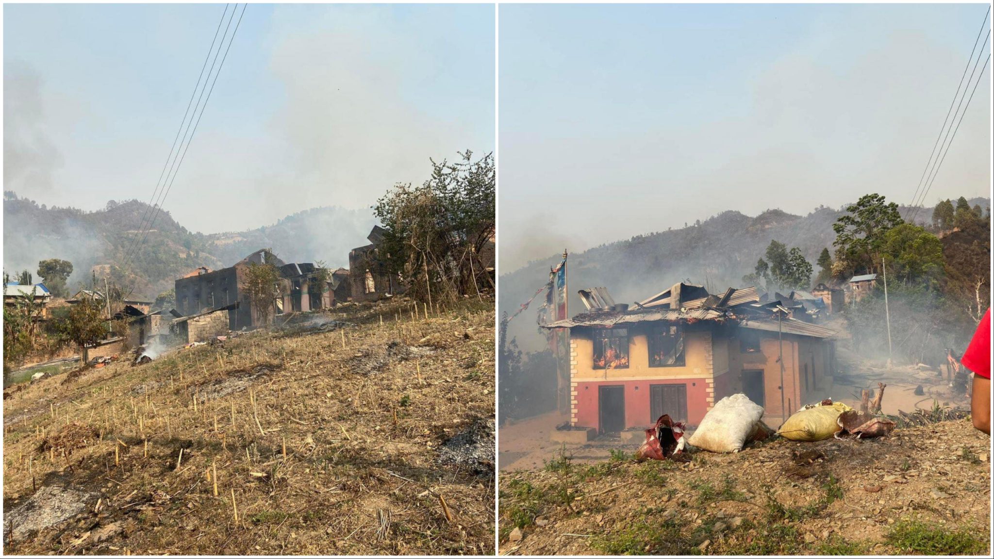 रोशी गाउँपालिकाको महादेवटारमा भिषण आगलागी, १५ घर जलेर नष्ट