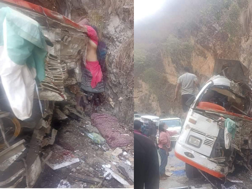 मध्यपहाडी राजमार्गको फिक्कलमा बस दुर्घटना